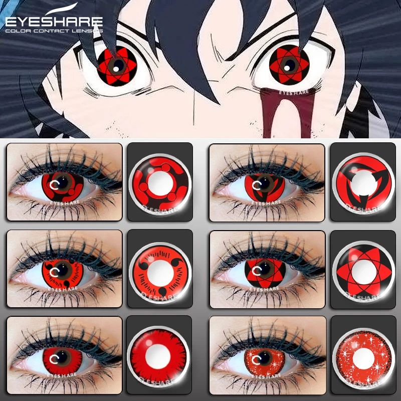 EYESHARE 1 Sharingan Kính Áp Tròng Mắt Cosplay Ống Kính Đỏ Anime Lense Hatake Kakashi Ống Kính Hàng Năm Mắt Kính