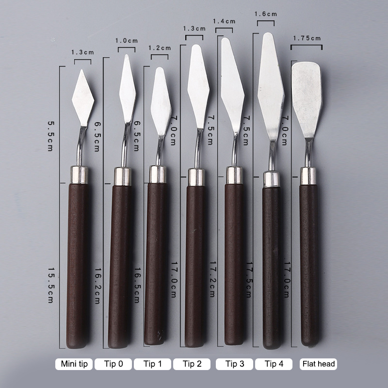 1-7 Chiếc Thìa Đũa Inox Bộ Bảng Gouache Tiếp Liệu Sơn Dầu Dao Mỹ Thuật Tranh Bộ Dụng Cụ linh Hoạt Lưỡi Dao