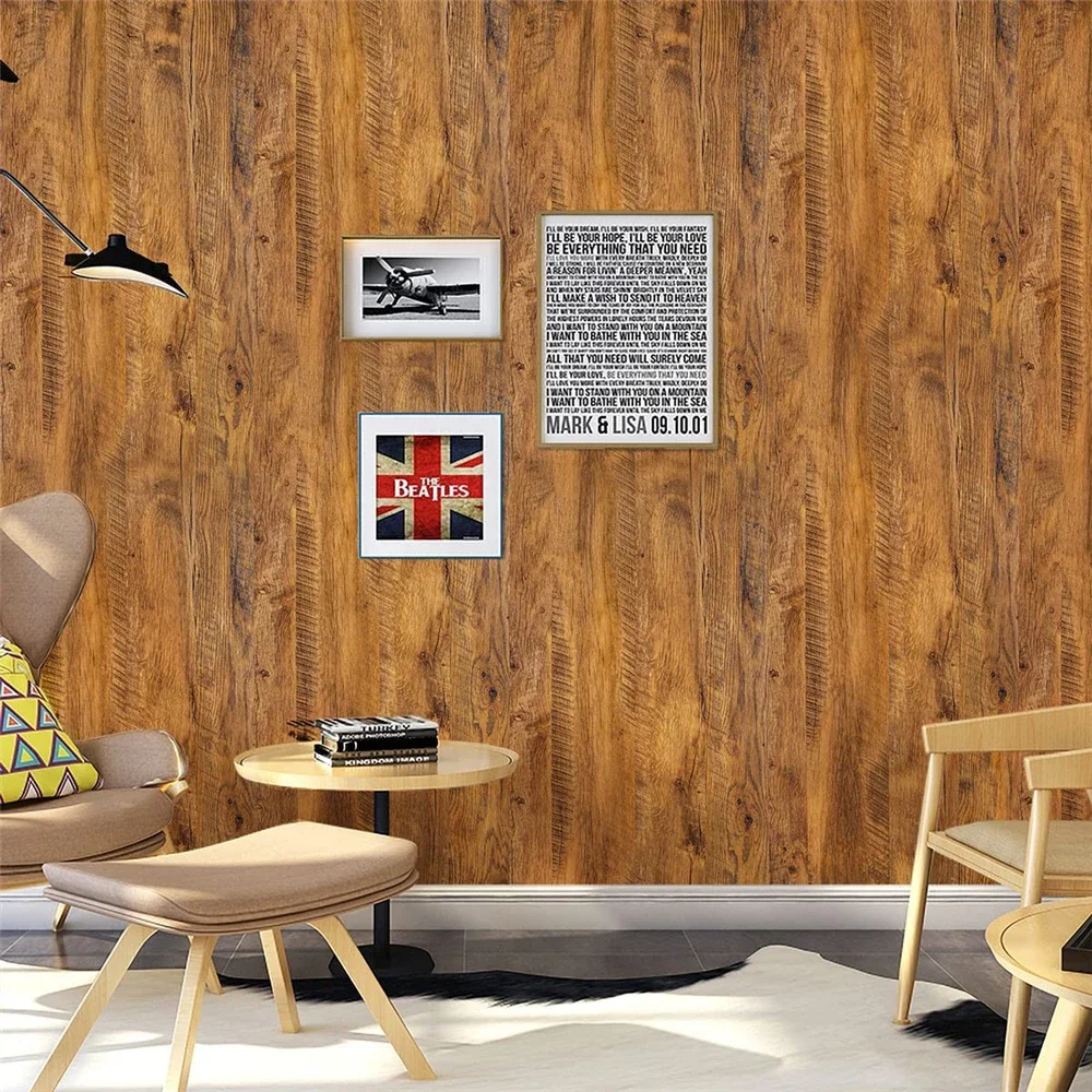 ไม้ Grain Peel และ Stick วอลล์เปเปอร์ Self Adhesive Rustic กระดาษติดต่อแบบถอดได้ Plank สําหรับเคาน์เตอร์ตู้ฟิล์มไวนิลม้วน