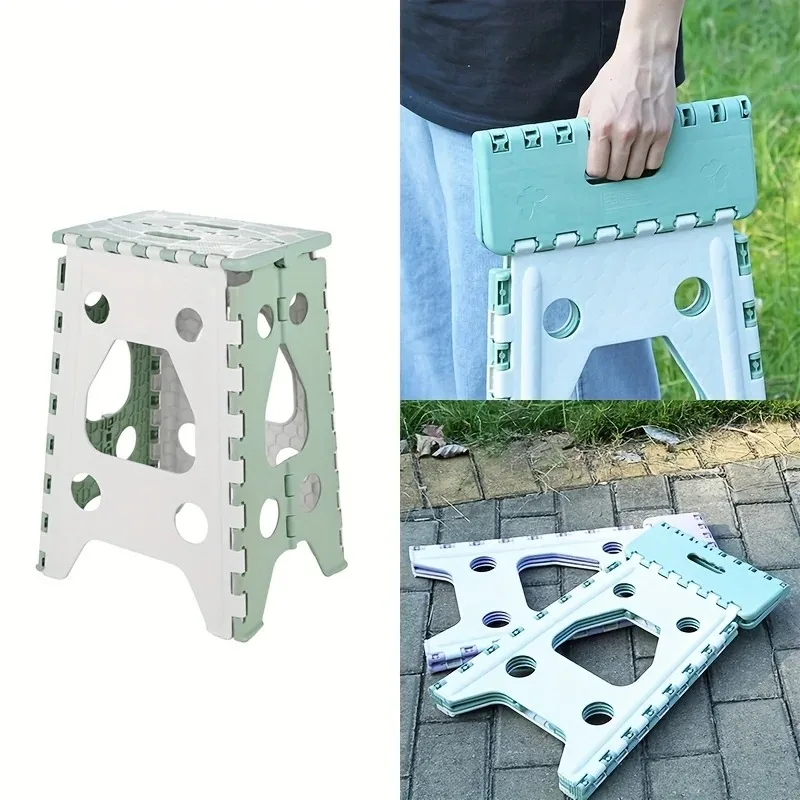 Práctico taburete plegable, mini taburete plegable para sala de estar, cocina, pícnic al aire libre, silla para acampar, pesca, silla plegable de plástico