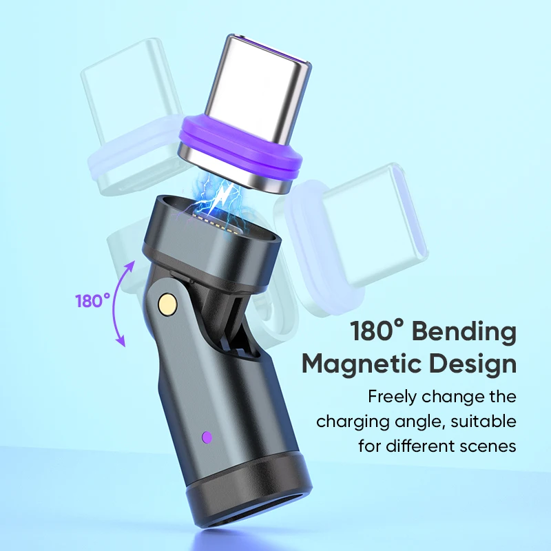 Adapter 240W Type-C i kabel szybkiego ładowania USB-C do C - Magnetyczny konwerter USB-C żeński do Macbook/iPhone 16/15/Xiaomi