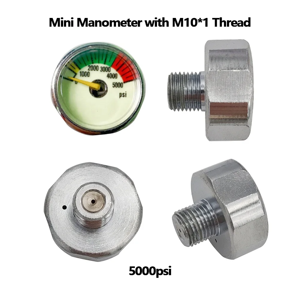 Air Mini Micro Pressure Gauge Manometer M10*1 Threads 600PSI/3500PSI BUll /4000PSI/4500PSI/5000PSI/6000PSI/30/40Mpa For Cricket