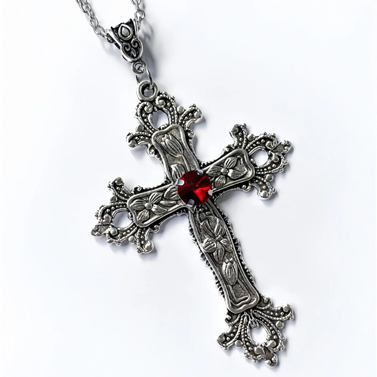 Collane con ciondolo croce grande in cristallo punk per donna uomo Collane a catena con clavicola croce irregolare gotica Gioielli estetici