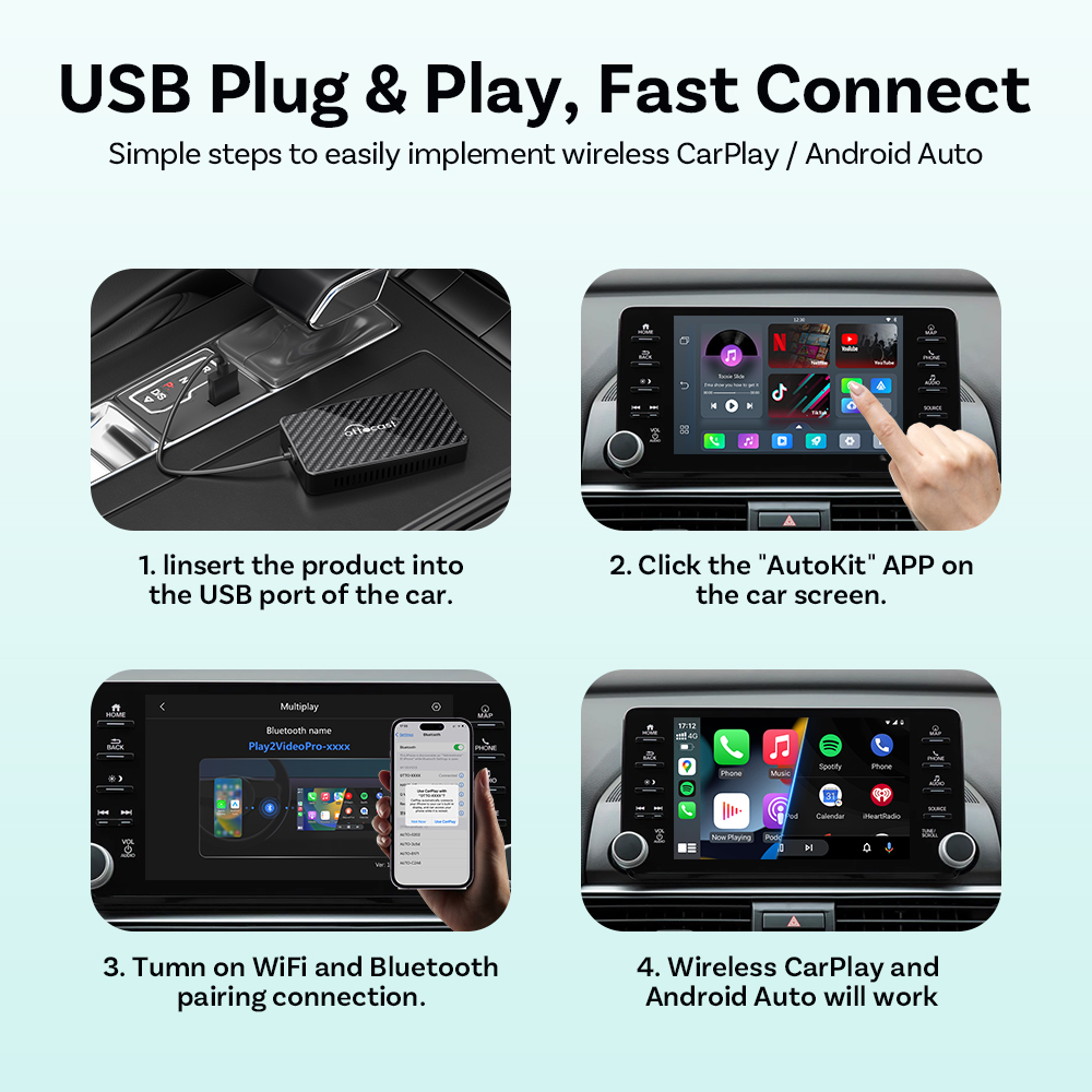 OTTOCAST Play2 Video Pro Carplay Ai Box Беспроводной Android Авто адаптер Встроенный Youtube Netflix Для VW Benz Ford 99% автомобилей