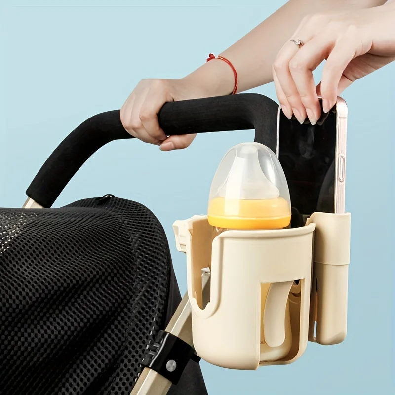 Portavasos Universal 2 en 1 para cochecito con soporte para teléfono, portabotellas Universal para accesorios de cochecito de silla de ruedas