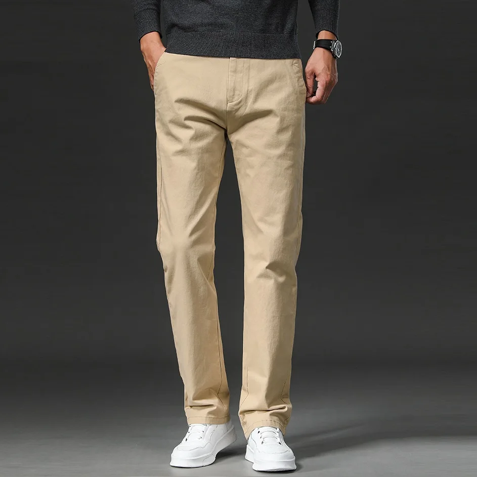 Neu im Frühjahr Freizeithose Herren Straight Fit Baumwolle Stretch Chino Hose Herren Formelle Arbeit Business Kleid Khaki Mode Regulär