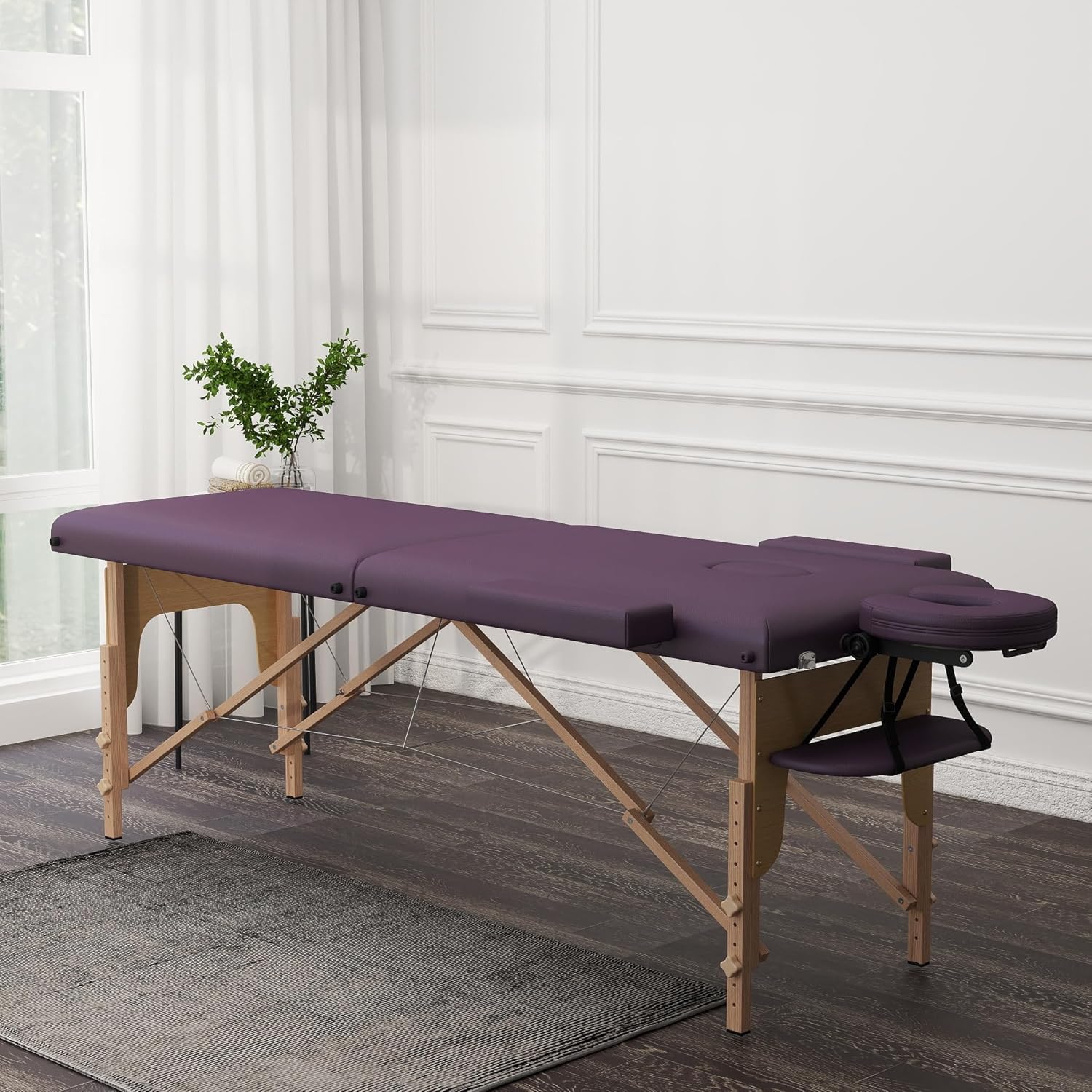 masaje plegable, mesa de masaje: 2 zonas de madera, para fisioterapia y tatuaje