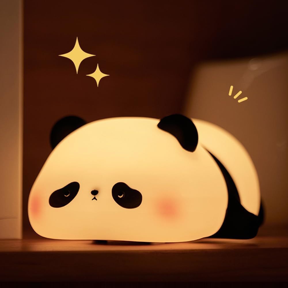 Adorable luz nocturna con forma de panda, regalo para niños/deterdo de bebé, lámpara LED de silicona regulable, iluminación ambiental para dormitorio