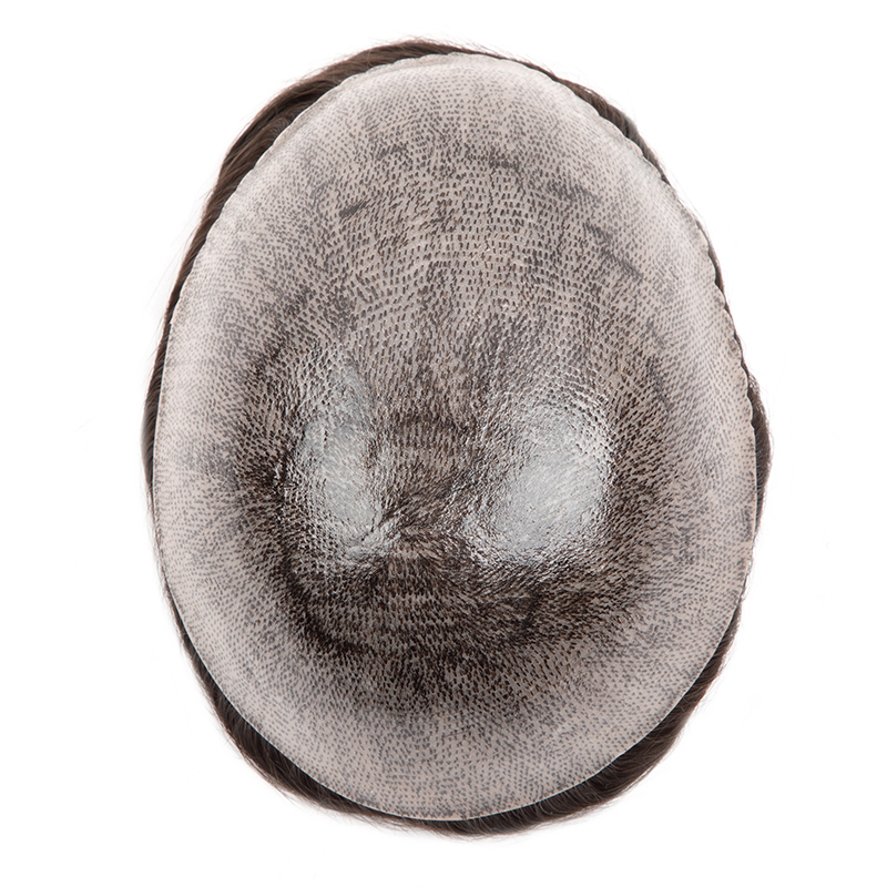 Nam Toupee Full PU 0.12-0.14Cm ISKIN Với Hải Lý Nam Mao Mạch Chân Giả Ấn Độ Năm 100% Tóc Tóc Giả sóng Thẳng Bộ Tóc Giả