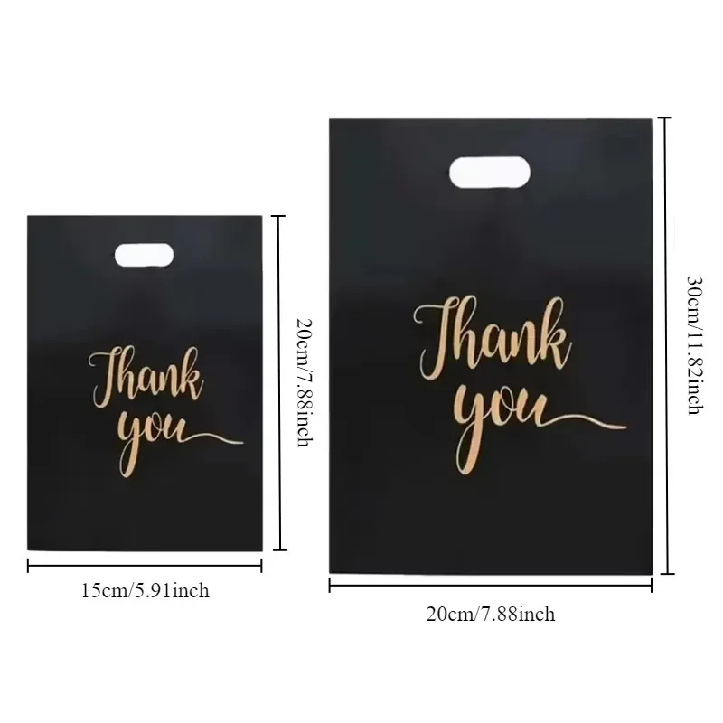 สีดําขอบคุณ Tote กระเป๋าพลาสติกถุงของขวัญสําหรับงานปาร์ตี้งานแต่งงานวันเกิดคริสต์มาสวันขอบคุณพระเจ้าครบรอบโปรดปราน
