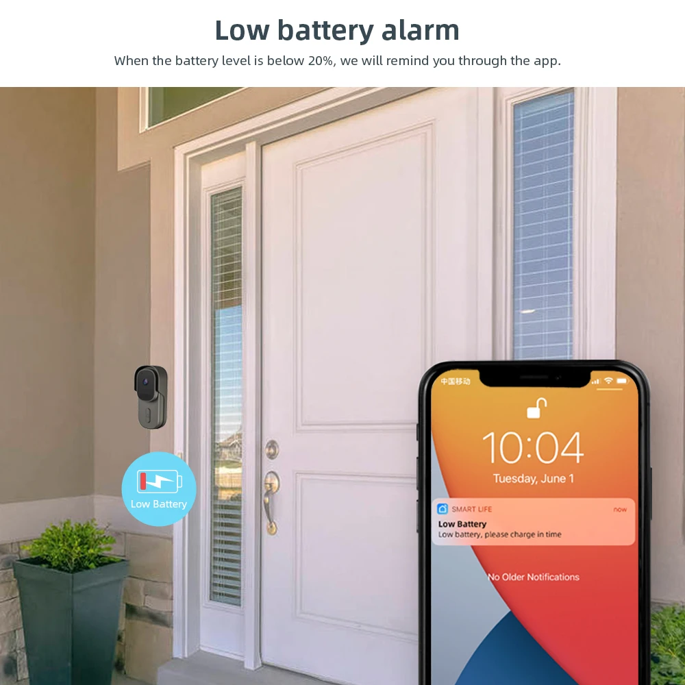 Câmera de campainha de vídeo Tuya WiFi para ambientes externos à prova d'água com fio DC AC Campainha de porta 1080P Alexa Câmera de campainha de porta com bateria de segurança sem fio
