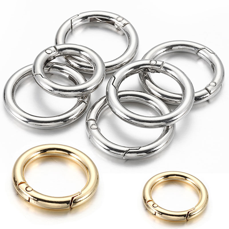 5PCS Ronde Lente Sluiting Sleutelhanger Ring KC Goud Kleur Te Openen Karabijnhaak Gesp Connector voor Sieraden Maken Tas accessoires