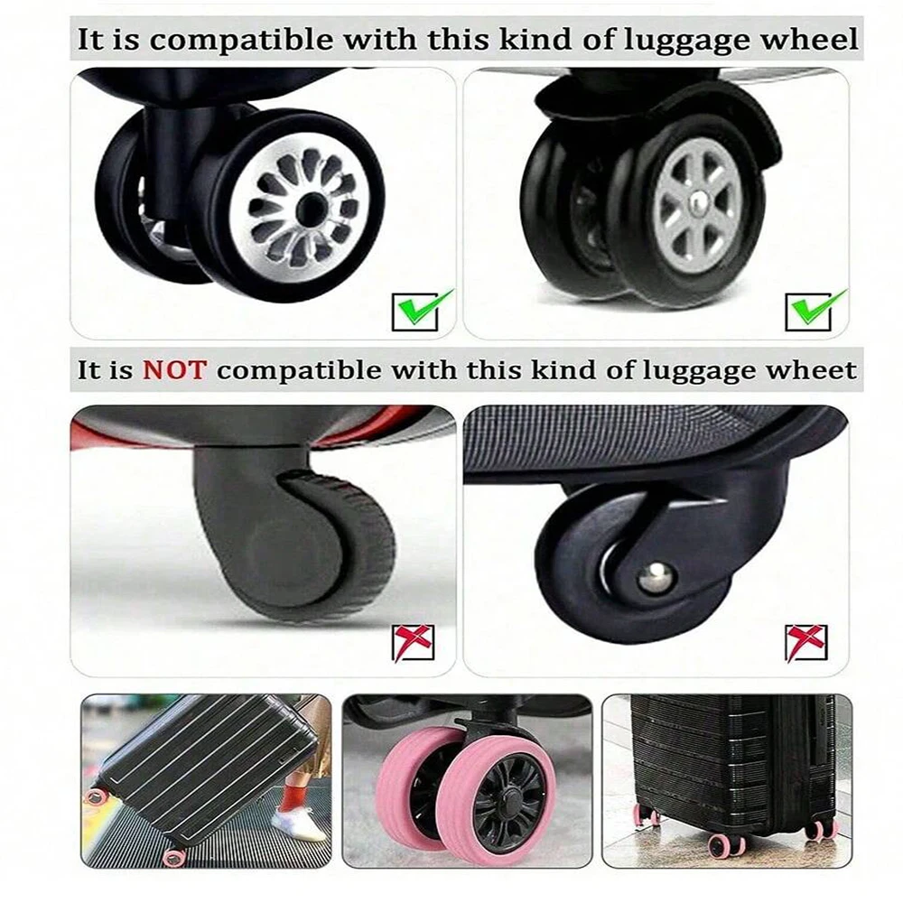 8 ピース/セットシリコン荷物ホイールプロテクターサイレントサウンドホイール摩耗を軽減スーツケースホイール保護カバー-mw