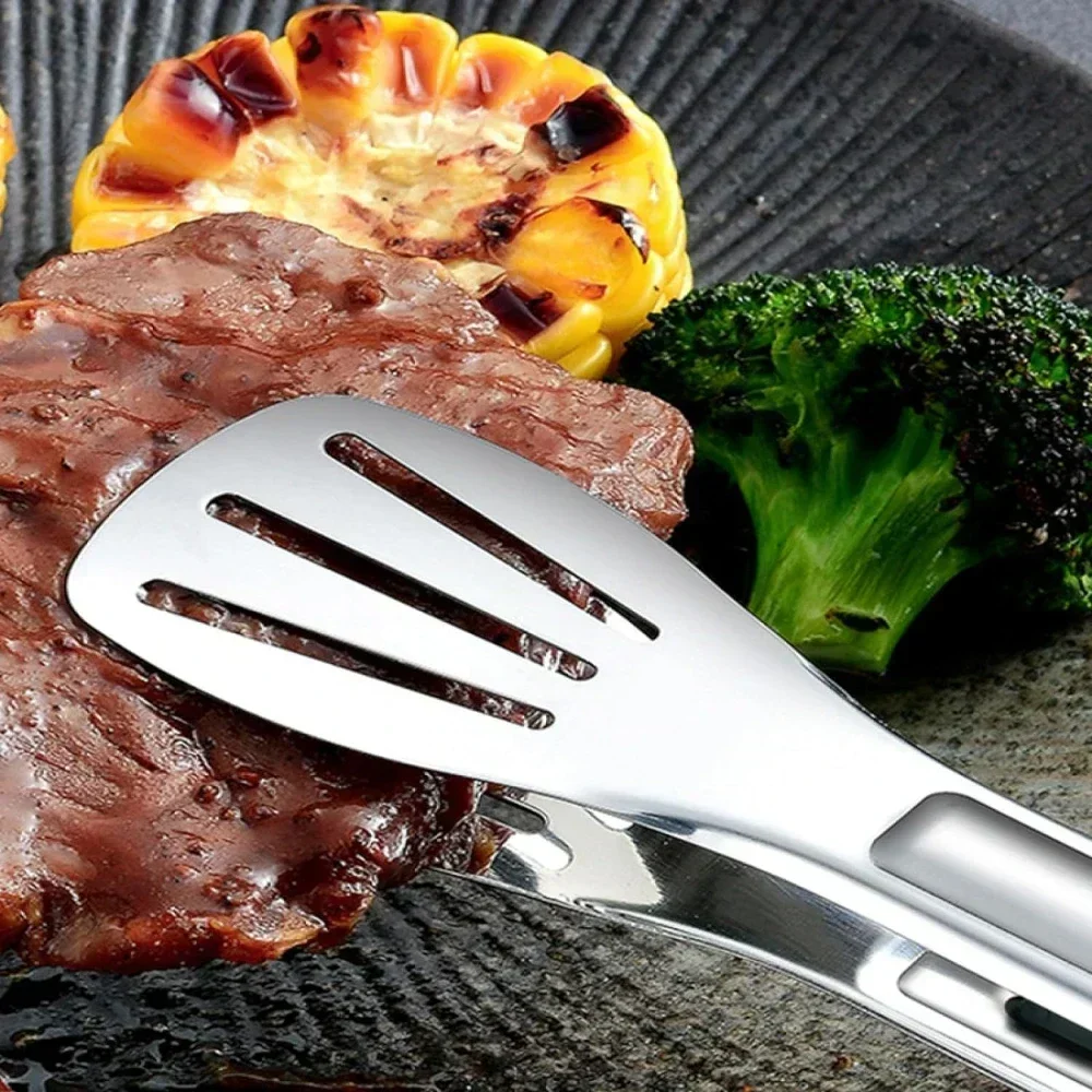 Pinze per alimenti in acciaio inossidabile Cucina domestica Pinze per bistecche resistenti al calore addensate Cibo Buffet Barbecue Carne arrosto Clip per pane
