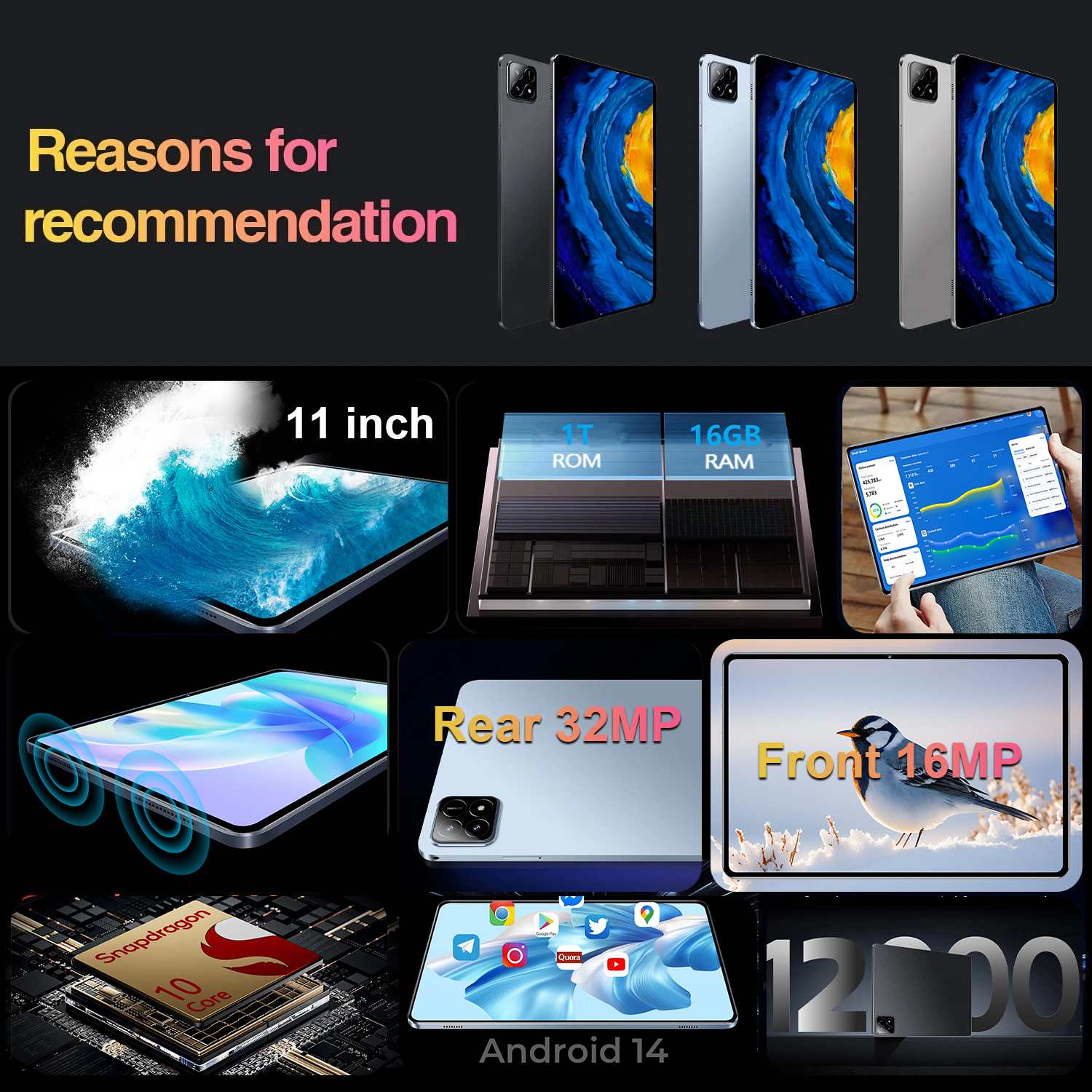 XioaMi Pad 6s Pro Tablet, Android 14, Snapdragon 888, 11 Polegada HD, 16GB + 1TB, 12000mAh, 5G, Dual Sim, Bluetooth, Wi-Fi, GPs Tabelas, original, 2022