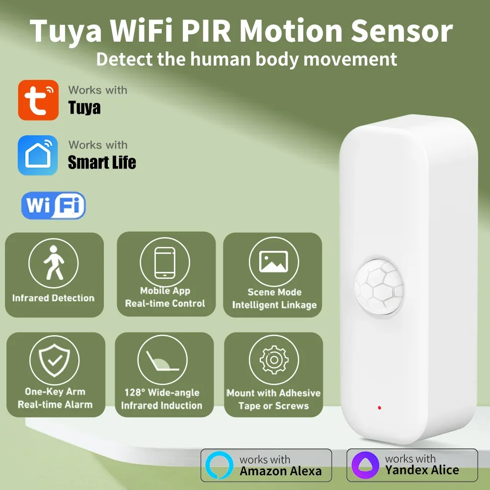 Tuya-PIR Sensor de Movimento, Corpo Humano Inteligente, Assaltante Doméstico, APP Controle Remoto, Vida Inteligente, Trabalhar com Alexa, Vida Inteligente