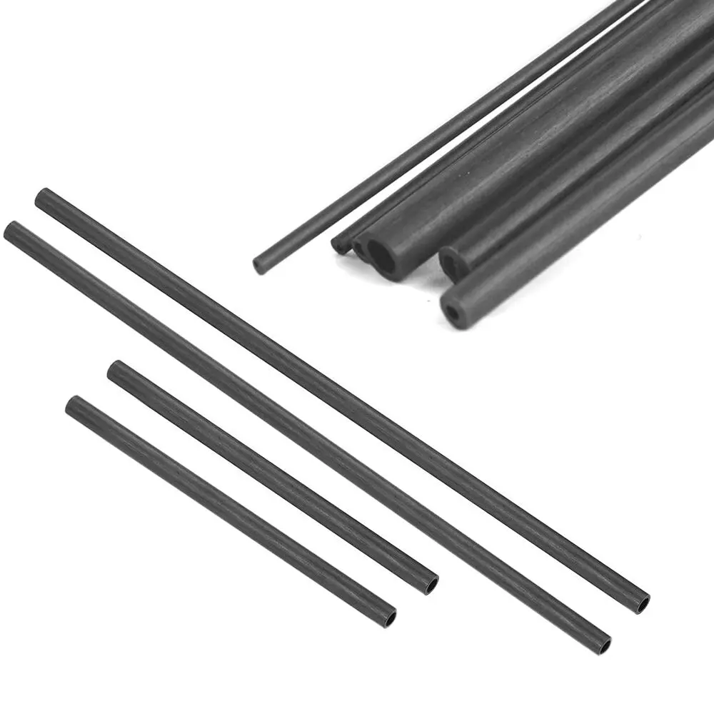 1/5 Stück Kohlefaser-Hohlrohr runder Außendurchmesser 1,8/2/3/4/5/6/7/8/10 mm Länge 200/400 mm für DIY Drachenmodell Flugzeug Quadcopter