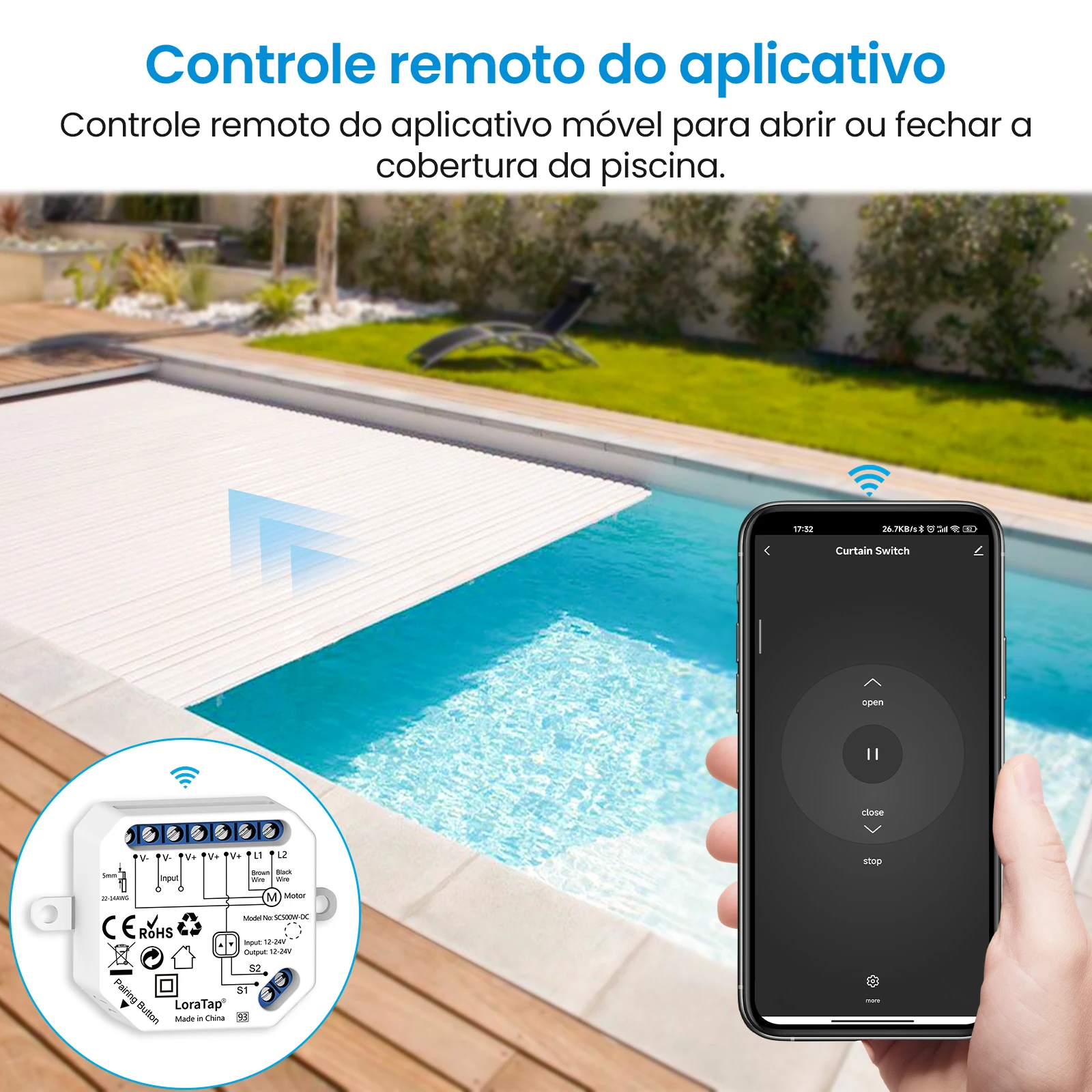 Loratap tuya smart life dc 12-24v módulo de interruptor para cobertura de piscina de obturador de rolo motor elétrico controle de voz por google home alexa
