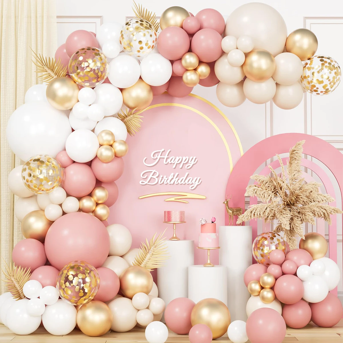 Pink Gold Balloon Garland Arch Kit Birthday Party Decor Kids Girl Wedding Birthday Party Baloon Supplies Baby Shower Latex Balon