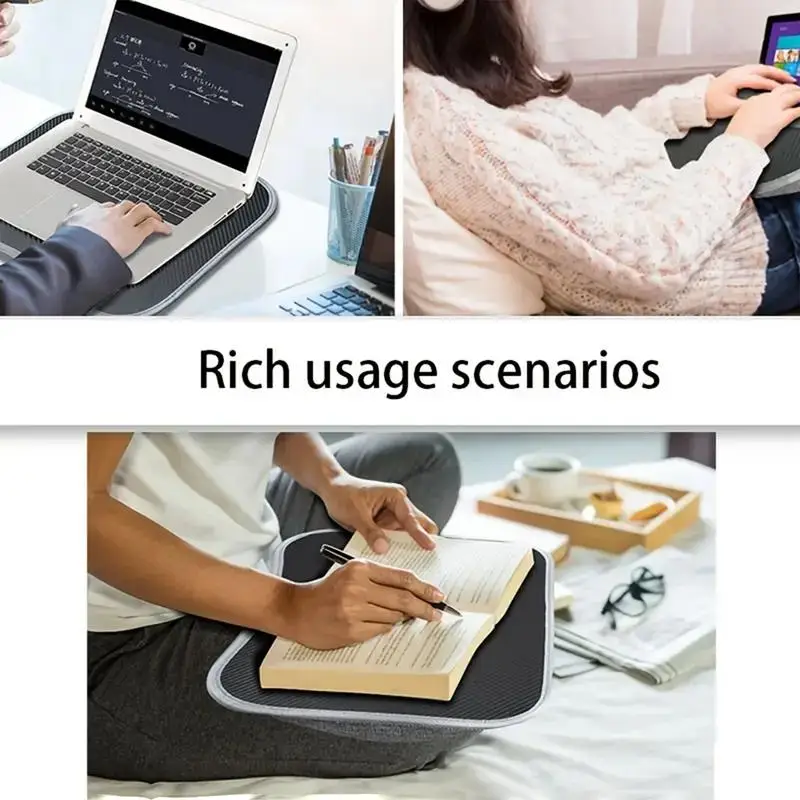 Bandeja de lap top para computador e laptop, almofada macia, bandeja acolchoada com alça, trabalho e jogo no sofá
