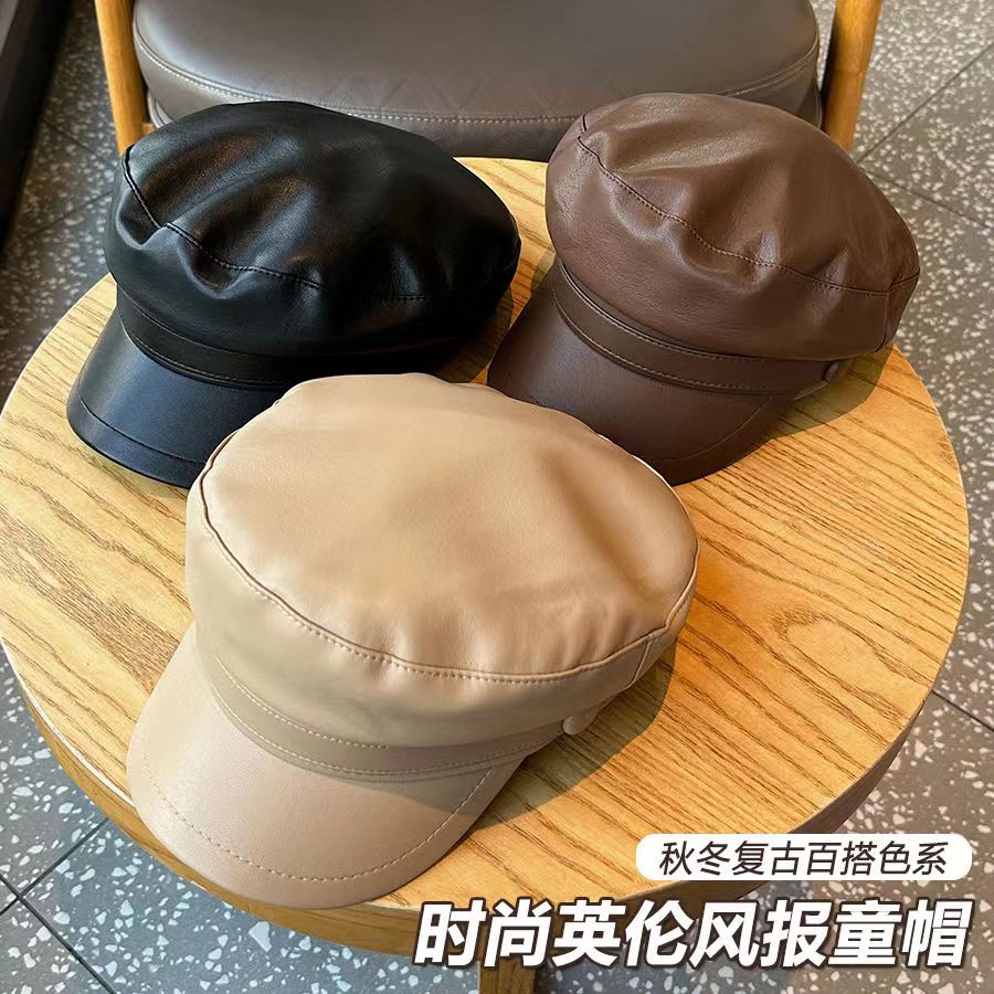 Chapeau octogonal noir rétro britannique, casquette de canard d'automne et d'hiver pour femmes, chapeau de journal japonais décontracté et polyvalent, tendance