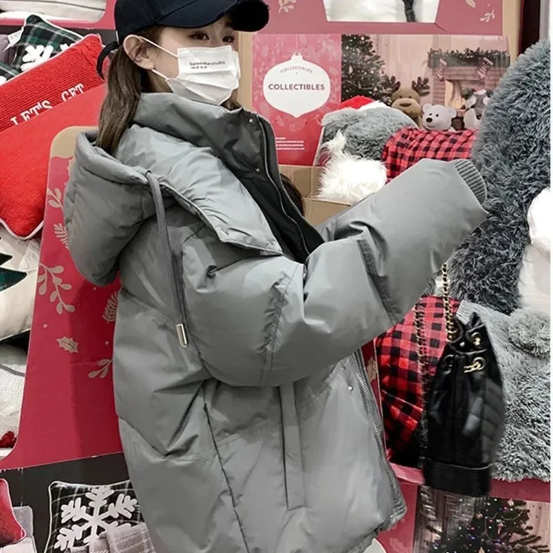 Parkas nuevas de invierno para mujer, chaqueta holgada informal con capucha, abrigos de plumón de pato, chaqueta acolchada de algodón suave de talla grande, prendas de vestir, 2024