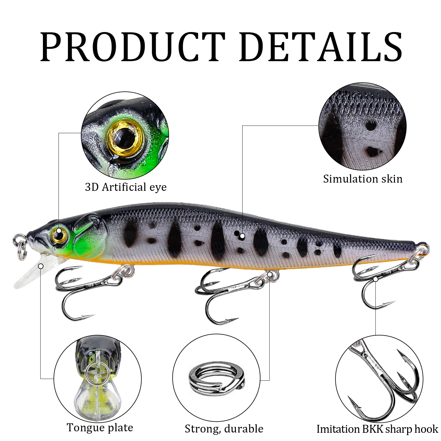 1 Uds señuelo de Pesca 115mm/14g Minnow Crankbait Wobblers ojos 3D perca cebo Artificial Lucio carpa cebo de natación Pesca
