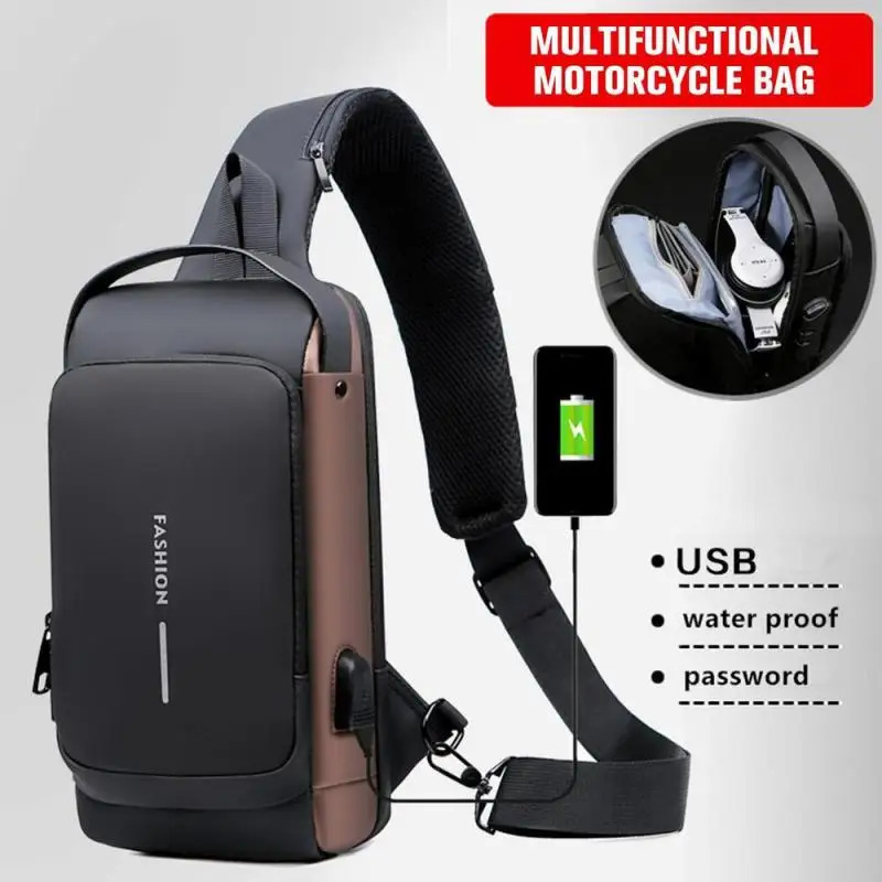Borsa da petto antifurto da uomo nuova Tracolla di ricarica USB Scuola Esercizio da palestra a breve distanza