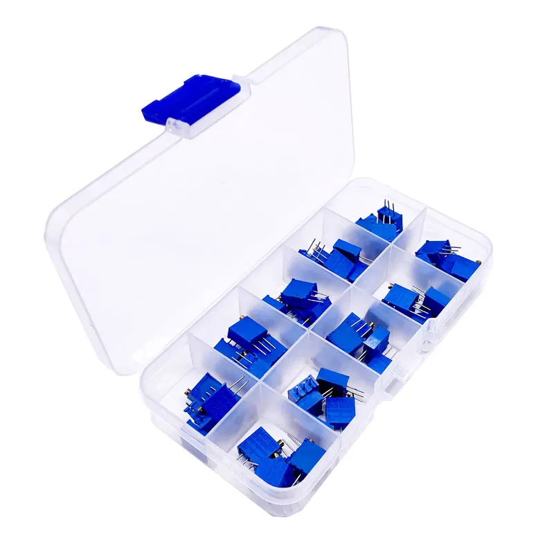 10 tipos de 50 Uds. Potenciómetro de ajuste de resistencia ajustable de precisión multivuelta 3296W kit ESC 500R/1K/2K/5K/10K/20K/50K/100K/1M