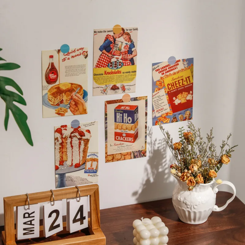 Ins ヴィンテージパン古い新聞ポストカードかわいい写真小道具部屋の背景壁 DIY 装飾カード 30 枚無料ステッカー