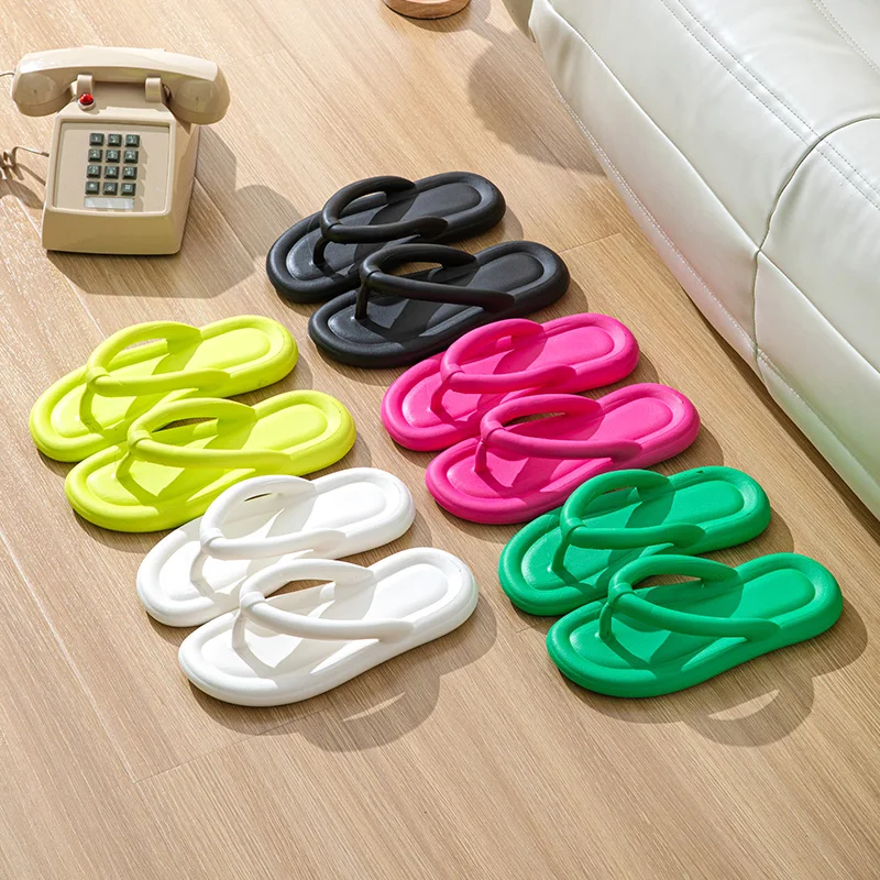 Soft Sole EVAผู้หญิงFlip Flops 2024 ฤดูร้อนชายหาดลื่นCloudรองเท้าแตะผู้หญิงหนาแพลตฟอร์มคลิปToeห้องน้ําสไลด์