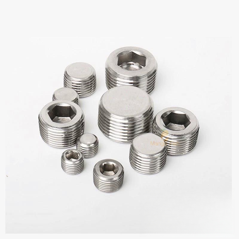 Rosca macho bspp 1/8 1/4 3/8 1 "fêmea bloqueando 304 aço inoxidável encanta tampa de extremidade de soquete interno plugue hexagonal encaixe de tubulação de água de óleo