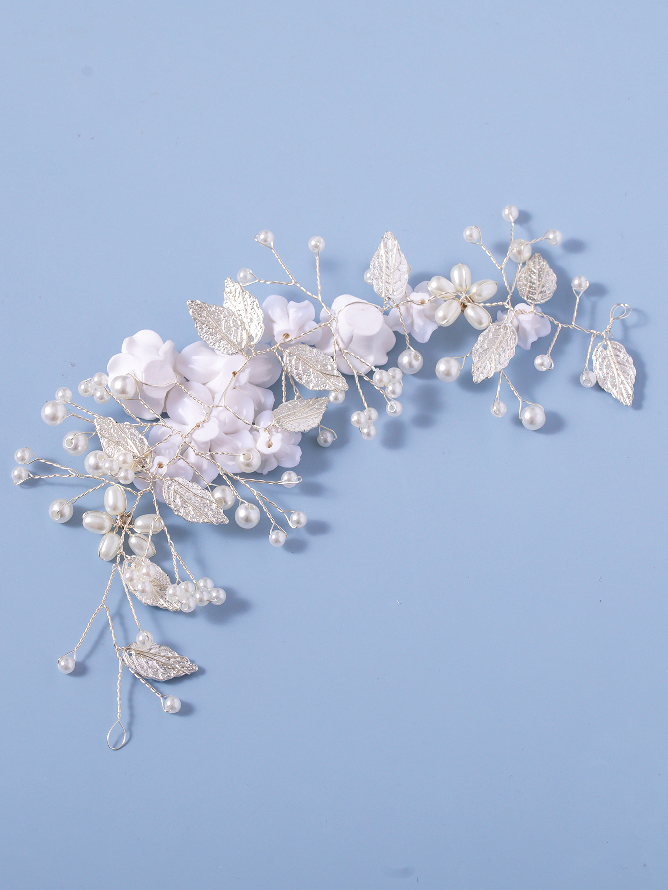 여성 및 소녀용 라인석 머리띠, 꽃 신부 웨딩 헤어, 덩굴 진주 신부 헤어 피스, 잎 헤어 액세서리, 1 개