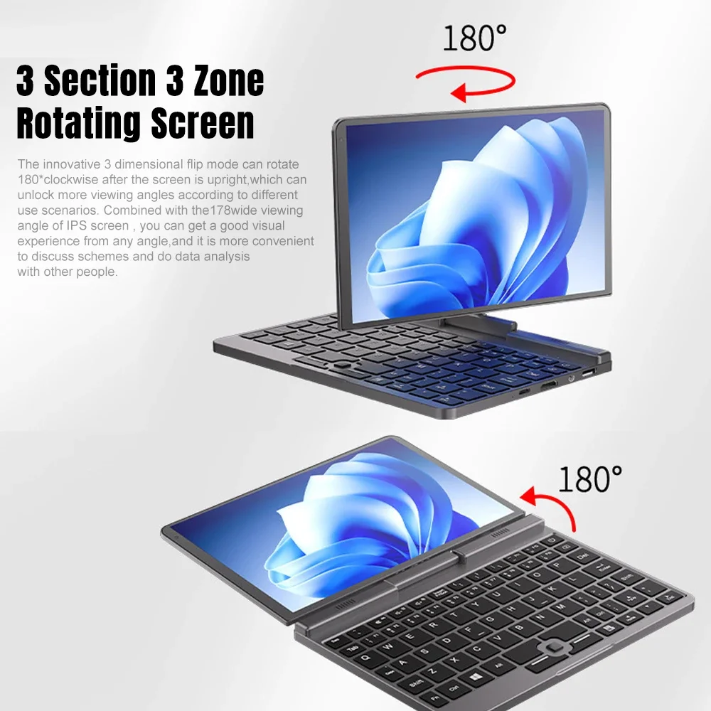 P8 8 pulgadas Mini portátil pantalla táctil giratoria 360 grados Intel Alder N150 12GB Notebook Tablet PC portátiles portátiles