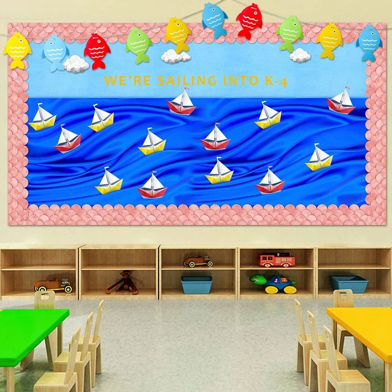 20M Ombre หอยเชลล์ Bulletin Board เส้นขอบสายรุ้งเส้นขอบตรงห้องเรียนหรือตกแต่งโรงเรียนที่บ้าน