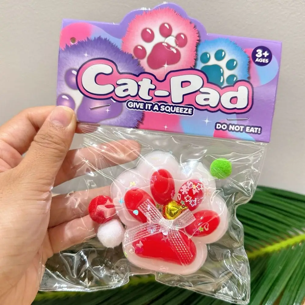 Mainan Remas Kaki Kucing Natal Adonan Mainan Cakar Kucing Kartun Silikon Rebound Lambat Mainan Cubit Kaki Kucing 3D Warna-warni