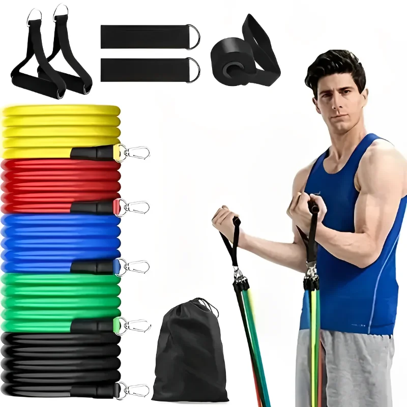 11 teile/satz Pull Seil Widerstand Bands Tragbare Fitness Ausrüstung Ankle Strap Brust Expander Elastische Übung Band
