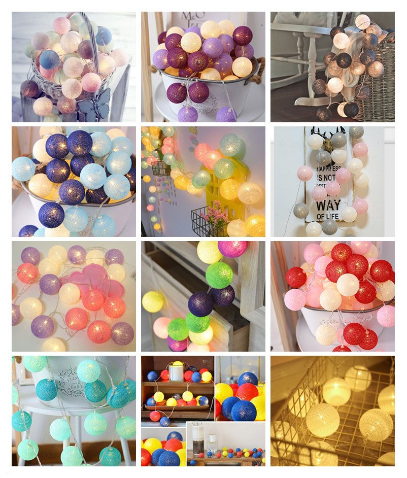 Iluminación navideña, bolas de algodón, guirnalda de luces Led, adornos navideños para el hogar, boda, habitación, cortina de luces, decoración