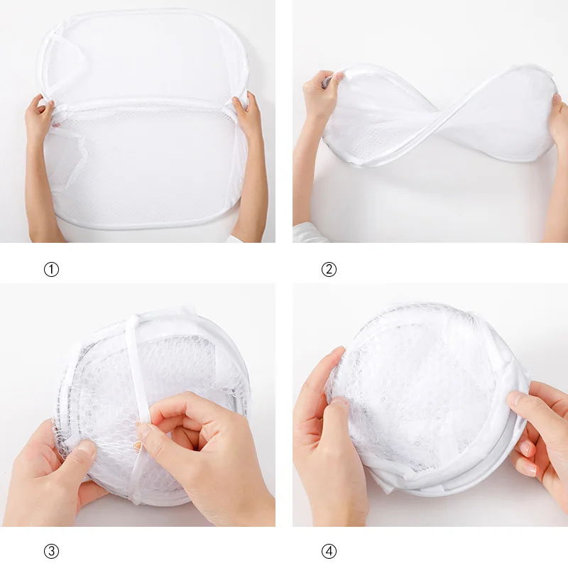 Folding Dirty Laundry Sorting Basket Washing Frame Bathroom Cloth Mesh Storage Bag Frame Bucket Laundry Organizers Storage Pouch