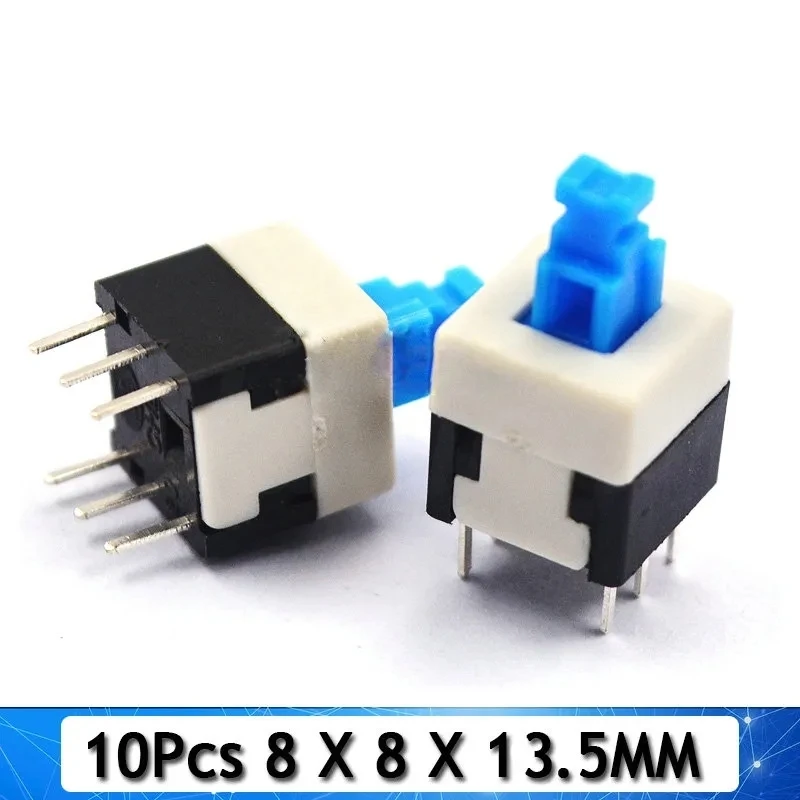 10 unids/lote 5,8x5,8 7x7 8x8 8,5x8,5mm autobloqueo/desbloqueo empuje táctil Micro interruptor de alimentación interruptores de botón de 6 pines