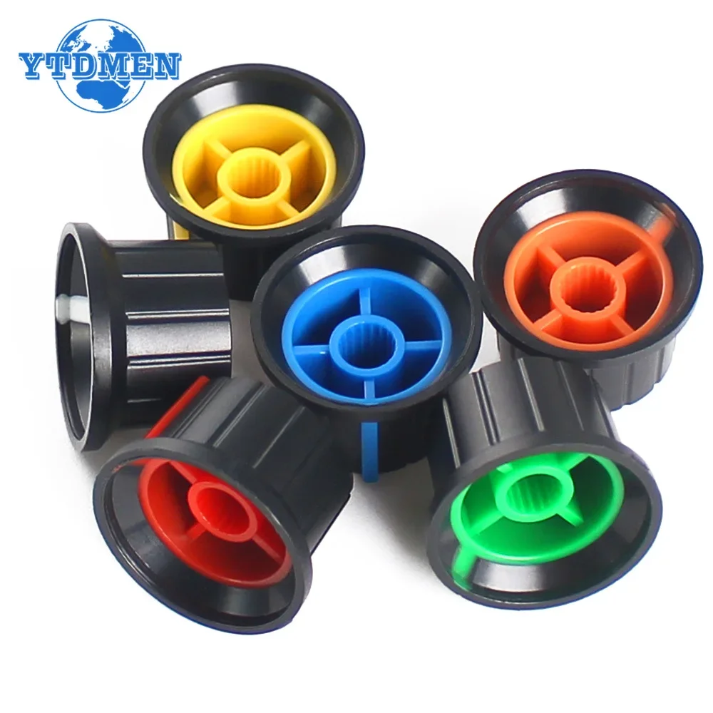 5-30 Stück Schalter kappen 24x15mm Potentiometer knöpfe 6mm Durchmesser Einstell knopf gelb weiß blau rot orange grün elektronische Komponenten