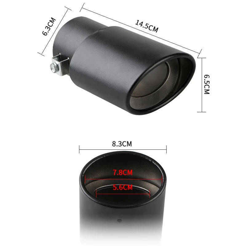 1PCS 2.5 "Inlaat Auto Auto Uitlaat Tip Pijp Rvs Chrome Trim Achter Staart Keel Voor de meeste Auto's