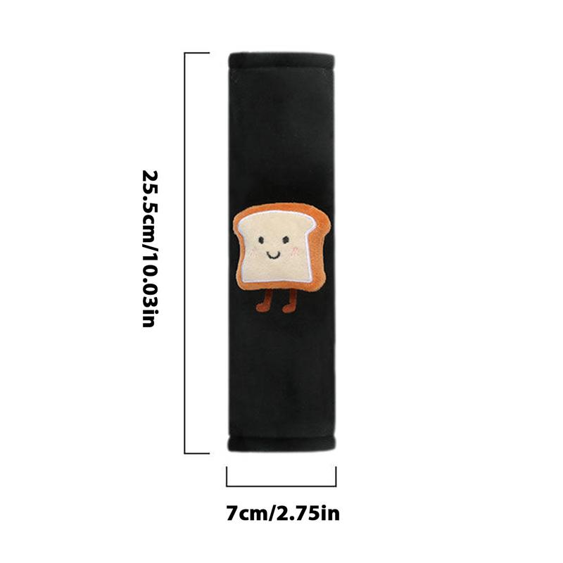 แผ่นรอง Tali bahu บนรถเบาะนั่งรูปขนมปังขนมปังขนมปังปิ้งเบาะรองไหล่เบาะรองเข็มขัดนิรภัยรถลายการ์ตูนเข็มขัดนิรภัยสุดน่ารัก