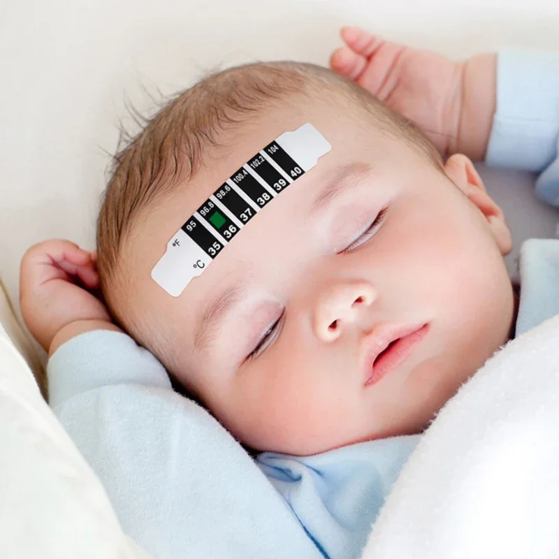 10 ชิ้นหน้าผาก Head Strip เครื่องวัดอุณหภูมิน้ําเครื่องวัดอุณหภูมิไข้ Body เด็กทารกเด็กทดสอบอุณหภูมิสติกเกอร์ Baby Care