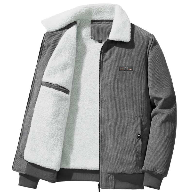 Chaqueta de lana Polar de invierno para hombre, ropa de lana cálida informal de pana, chaqueta de senderismo holgada con cremallera completa y cálida para exteriores