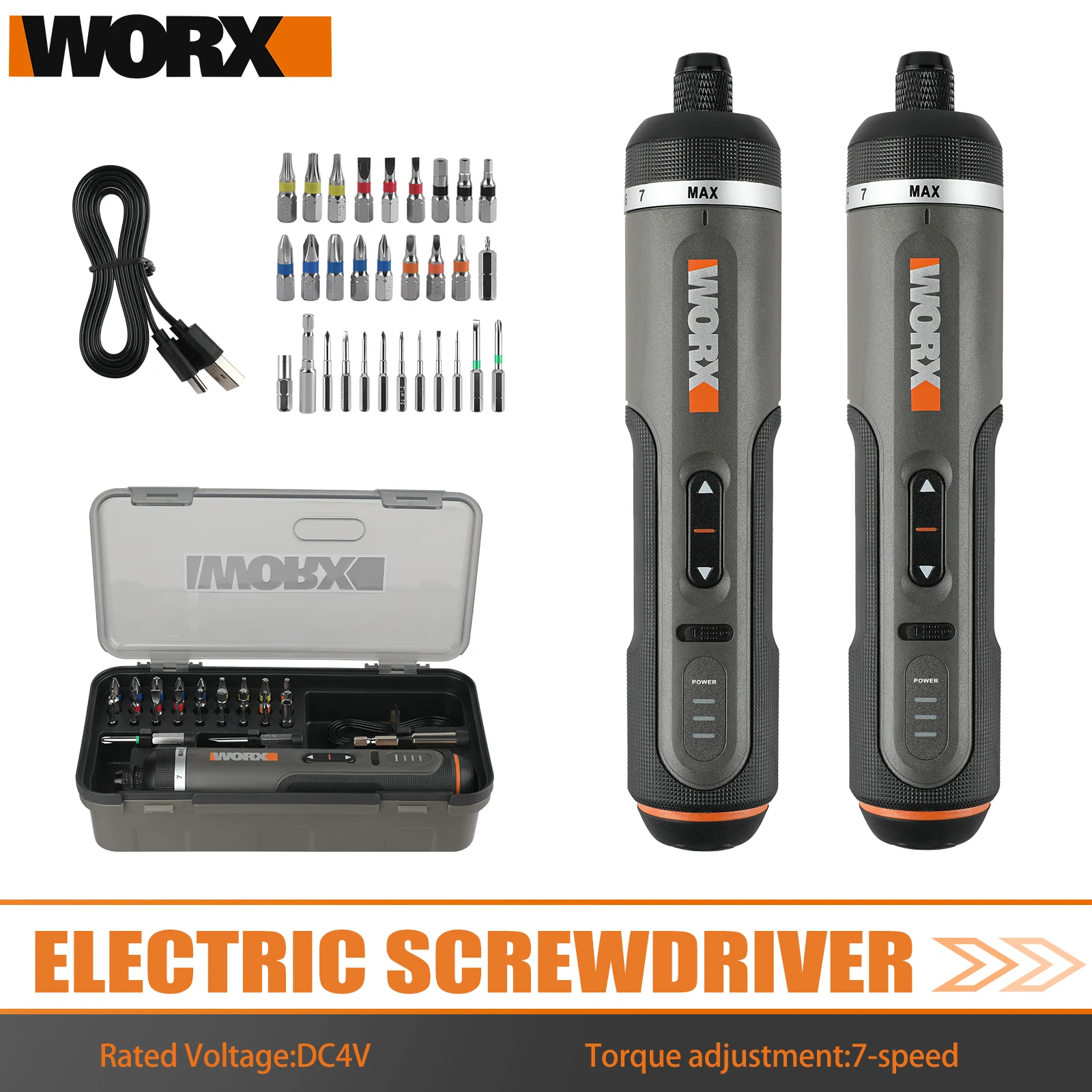 Worx 4V Conjunto de Chave de Fenda Elétrica Portátil Chave de Fenda Elétrica Mini Broca Ferramenta Elétrica de Reparação Doméstica WX242