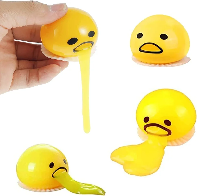 Sticky ของเล่นตลก Disgusting ไข่แดง Brother อาเจียนไข่แดงกองทัพขี้เกียจไข่ Custard Vomiting Ball Decompression ของเล่นตลก