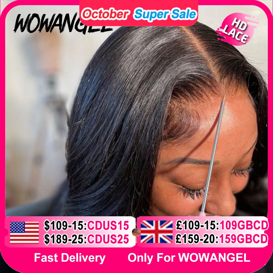 Wowangel 13x6 peruca frontal do laço completo hd perucas frontais do laço onda do corpo perucas de cabelo humano 250% hd fechamento do laço perucas derreter skins sem cola