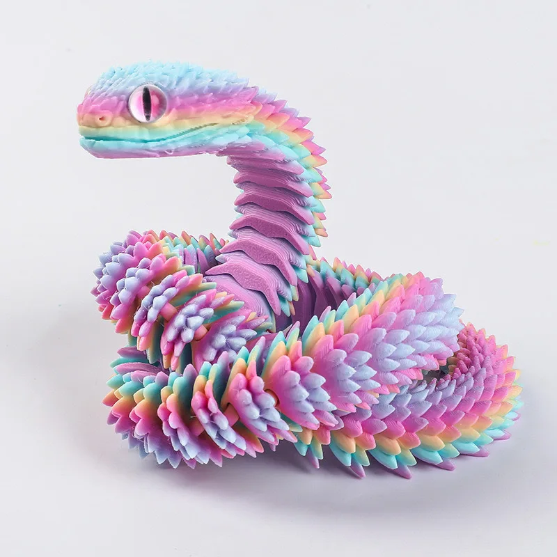 2025 New 3D Printed Snake Realistic Snake Statue Movable Joint Fidget Toys Simulation Snake Year Desk Ornament Animal Model Gift