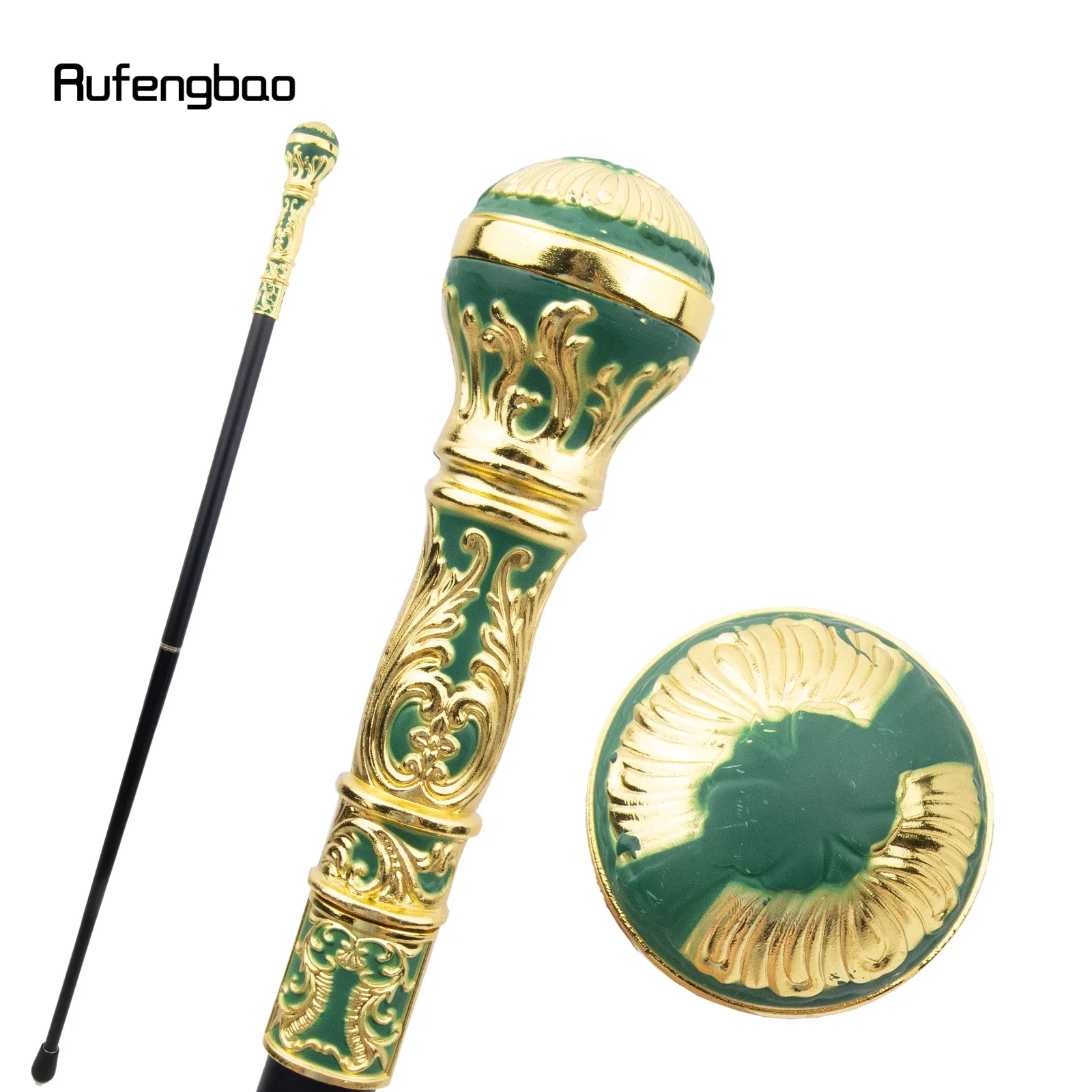Bastón para caminar con mango redondo de lujo, color verde dorado, a la moda, decorativo para fiesta, bastón para caminar, perilla de báculo elegante, bastón para caminar de 93cm